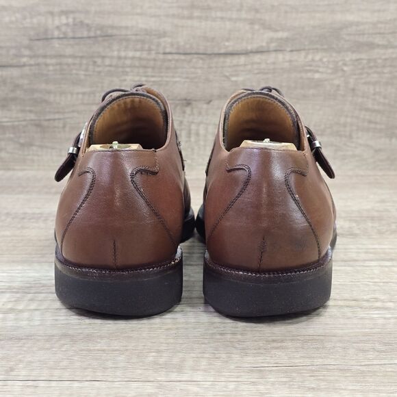 Salvatore Ferragamo Studio Men's Sz 9.5 D Brown Monk Strap Cap Toe Dress Shoes - Picture 4 of 10